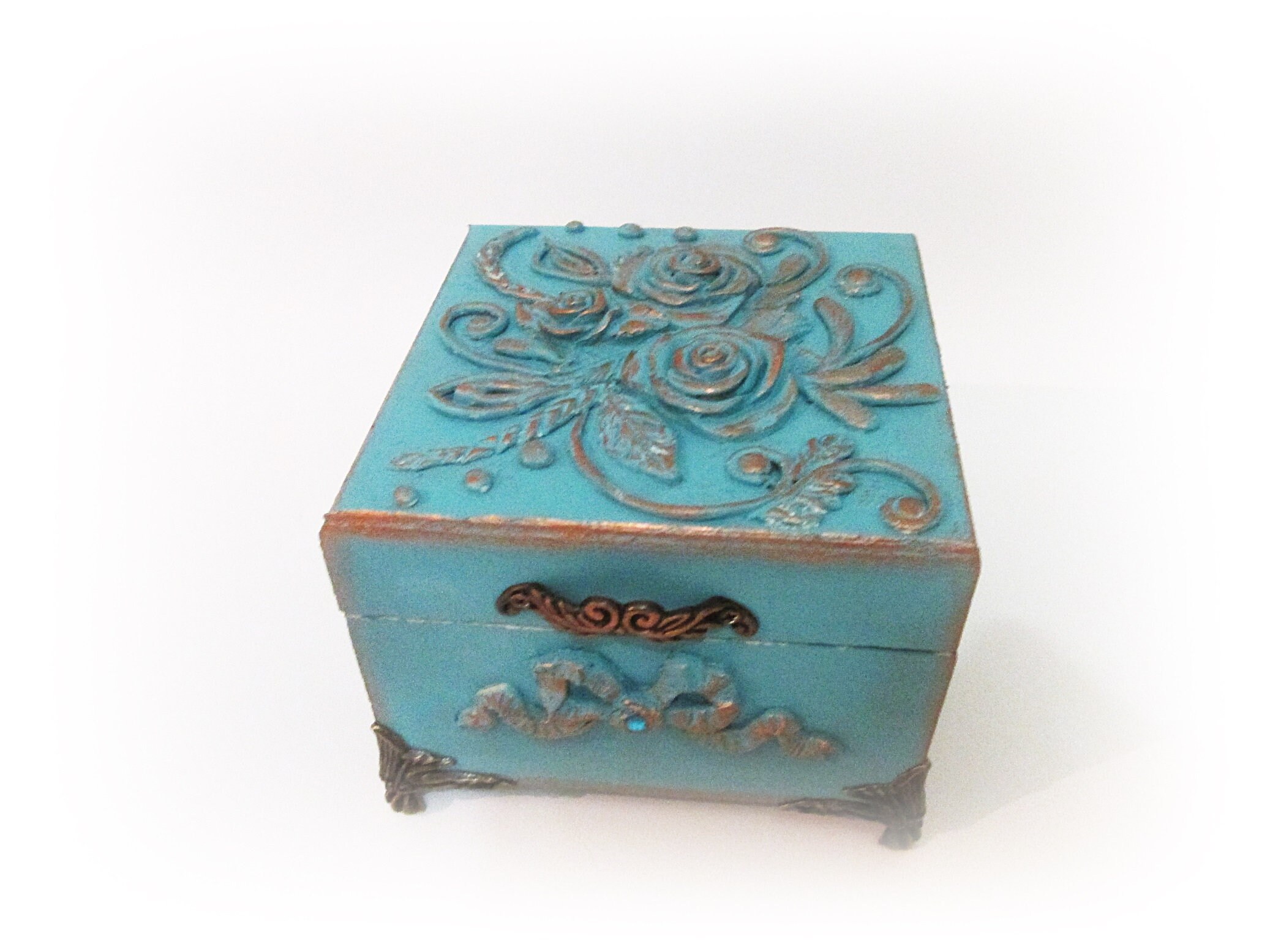 Turquoise Jewelry Box Ring Box Proposal Box Gift for Etsy