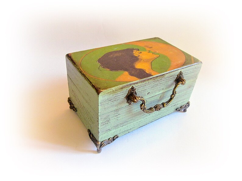 Vintage Jewelry Box Trinket Box Gift for Her Bridesmaid Gift Love You to the Moon Birthday Gift Art Nouveau Box