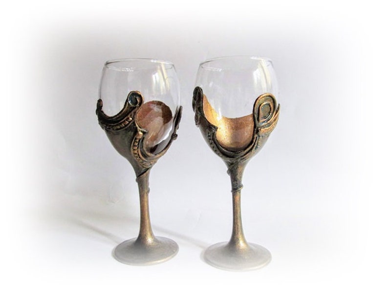 Antique Wine Goblets Bronze Wine Glasses Wedding Gift Toasting Etsy