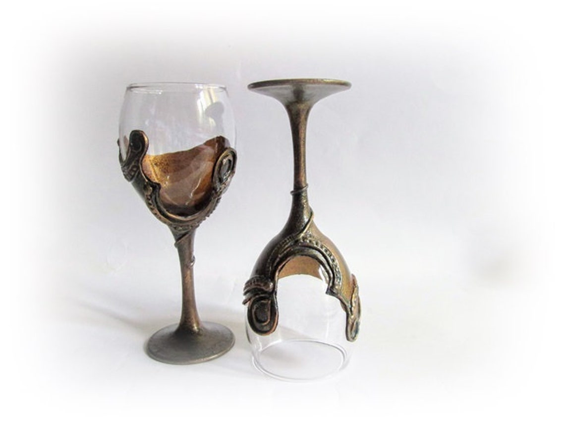 Antique Wine Goblets Bronze Wine Glasses Wedding Gift Toasting Etsy