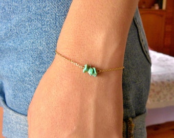 Raw Turquoise bracelet / 14K gold vermeil delicate chain / Gold Raw Gemstone Bracelet / Dainty Bracelet / Tiny Gemstone Bracelet