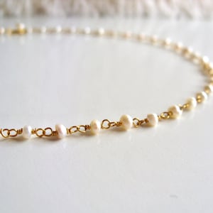 Pearl Rosary Gold Choker Necklace / 14K gold vermeil / Boho Wedding Jewelry / Delicate Gold Choker Necklace /