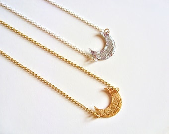 Crescent Moon Necklace // Optional Necklace Set // Gold Moon Necklace // Silver Moon Necklace // Luna necklace // Half moon Pendant