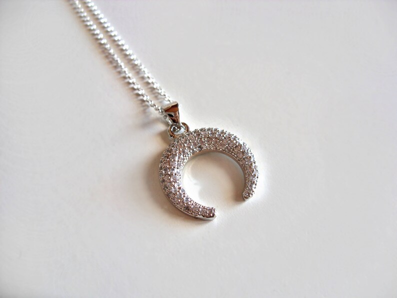 Double Horn Necklace Crescent Moon Necklace Sterling Silver or 14K Gold vermeil boho layering necklace