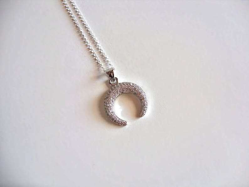 Double Horn Necklace Crescent Moon Necklace Sterling Silver or 14K Gold vermeil boho layering necklace