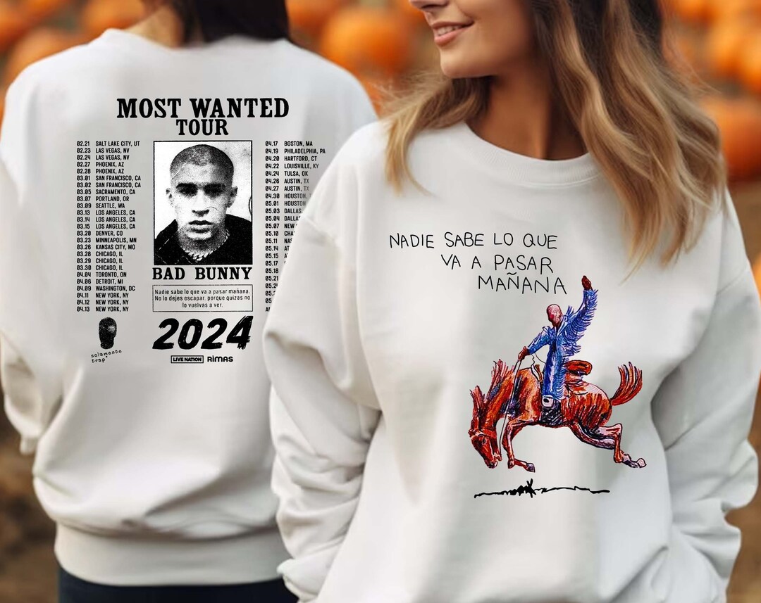 Bad Bunny Most Wanted Tour Fechas 2024 Camisa de doble cara Etsy España