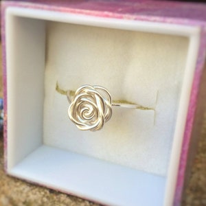 Silver Rose Ring, Rose Ring, Flower Ring, Minimalist Ring, Rose Jewelry, Silver Ring, Anniversary Gift, Prom Ring, Valentine gift