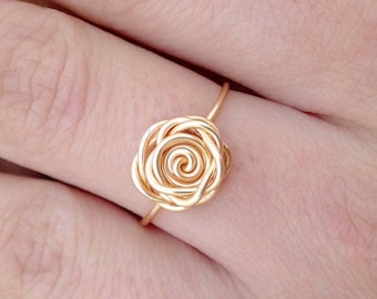 Gold rose ring, rose ring, flower ring, rose jewelry,  flower jewelry, dainty ring, gold plated ring, minimalist ring, mother's day