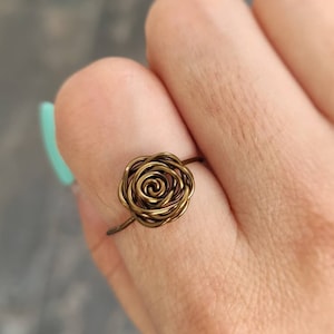 Bronze Rose Ring, Rose Ring, Rose Jewelry, Floral Ring, Floral Jewelry, Bronze Ring, Minimalist Ring, Valentines Gift, Mothers day, Flower