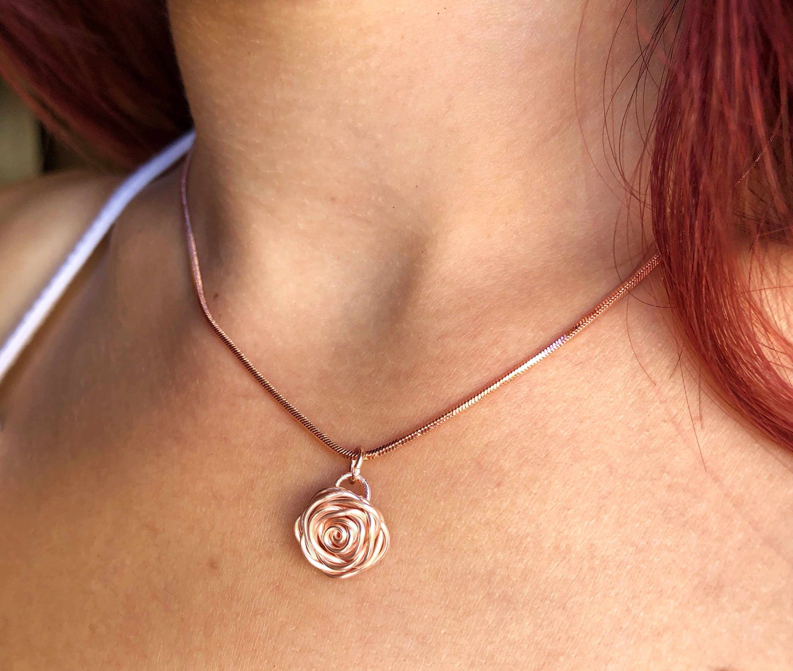 Rose Gold Rose Necklace Rose Gold Necklace Rose Necklace Etsy