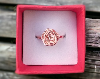 Rose Gold Rose Ring, Dikke Rose Ring, Flower Ring, Rose Gold Plated Ring, Rose Sieraden, Rose Ring, Valentijn Cadeau, Minimaal