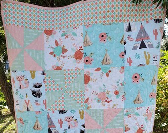 Amazing Vintage Kantha Baby Quilt 43 x 75 Inches Bohemian Baby Bedding Reversible Baby Blanket Handmade Baby Shower Room Decor Gift