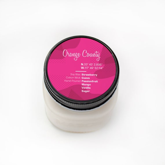 Orange County California Soy Wax Candle, Hand Poured Candle, Home Decor, Farmhouse Candle, Vegan, Eco Friendly