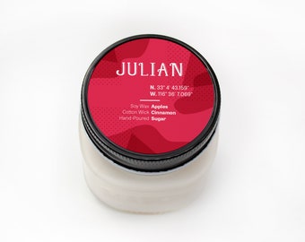 Julian California Soy Wax Candle, Eco Friendly Farmhouse Candle, Cinnamon Apple Pie Scent, Red Apple Decoration, Wholesale Available