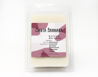 Santa Barbara || Scented Soy Wax Melts || California || Red Currant || Lemon Peel || Geranium || Black Currant || Peppermint || Juniper