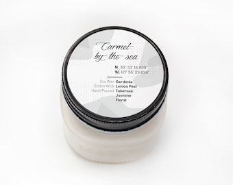 Carmel by the Sea Soy Wax Candle, Beach Fragrance, Coastal Candle, Hand Poured, Floral Scent, Gardenia Lily Clove, Mason Jar