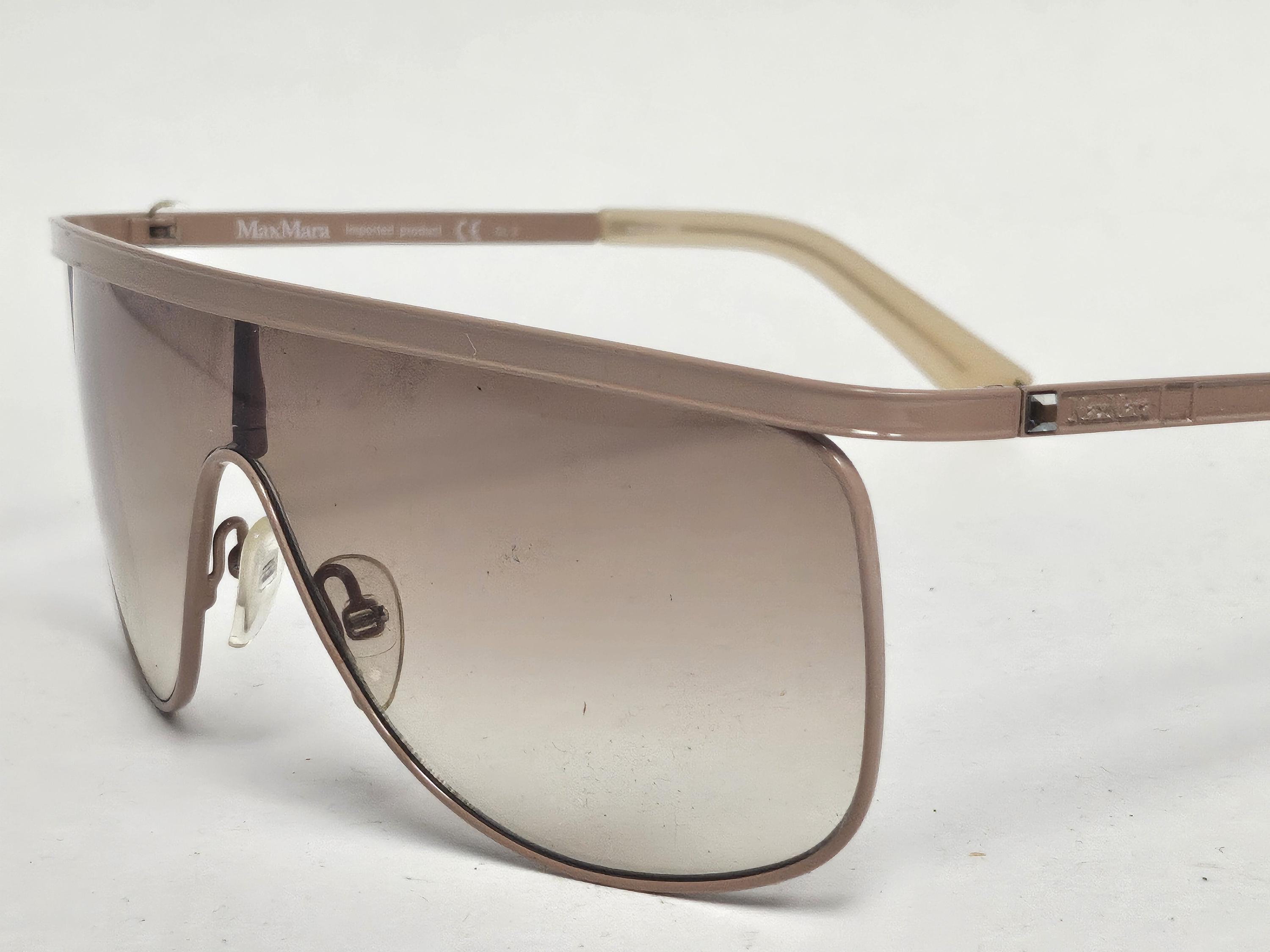 Max Mara Goldie Gold Fashion Shield Designer Sunglasses Free 
