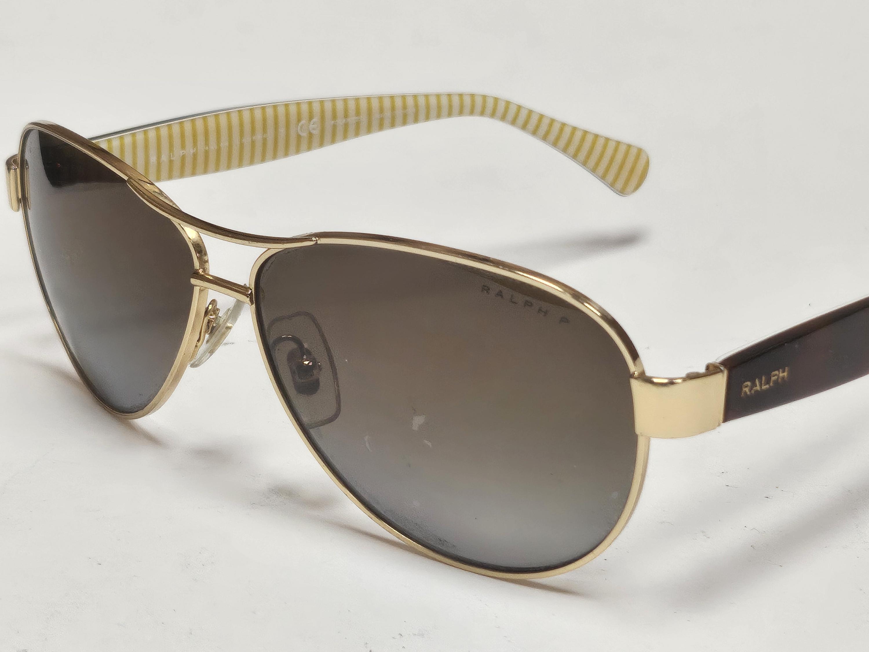 Ralph Lauren P Polarized Brown Gold Edge Aviator Designer RA 4096
