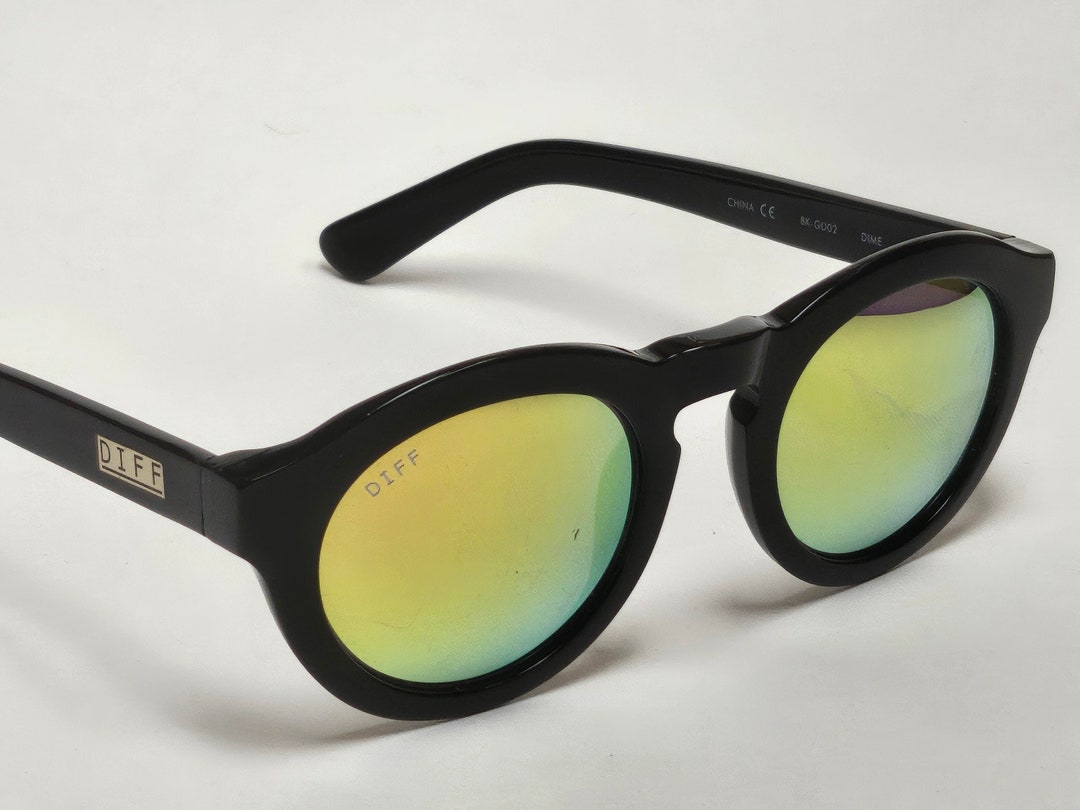 Diff Eyewear Gafas de sol de diseñador hechas a mano de acetato de diez  centavos, lentes gruesas de oro negro, envoltura redondeada, envío gratis 