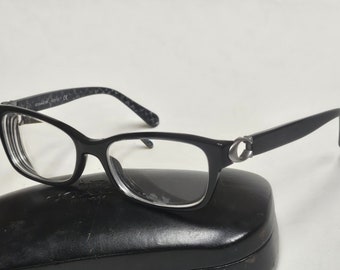 Coach Black Silver C Hinge Designer Glasses Frames Case Free Shipping