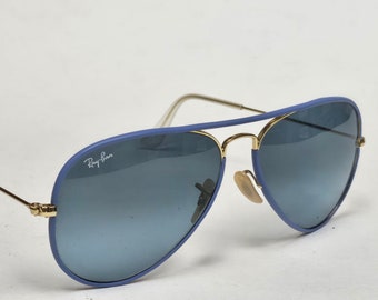 Lunettes de soleil Ray-Ban Gold Aviator édition spéciale polychrome enduit bleu classique Designer RB 3025 J-M Made in Italy Livraison gratuite