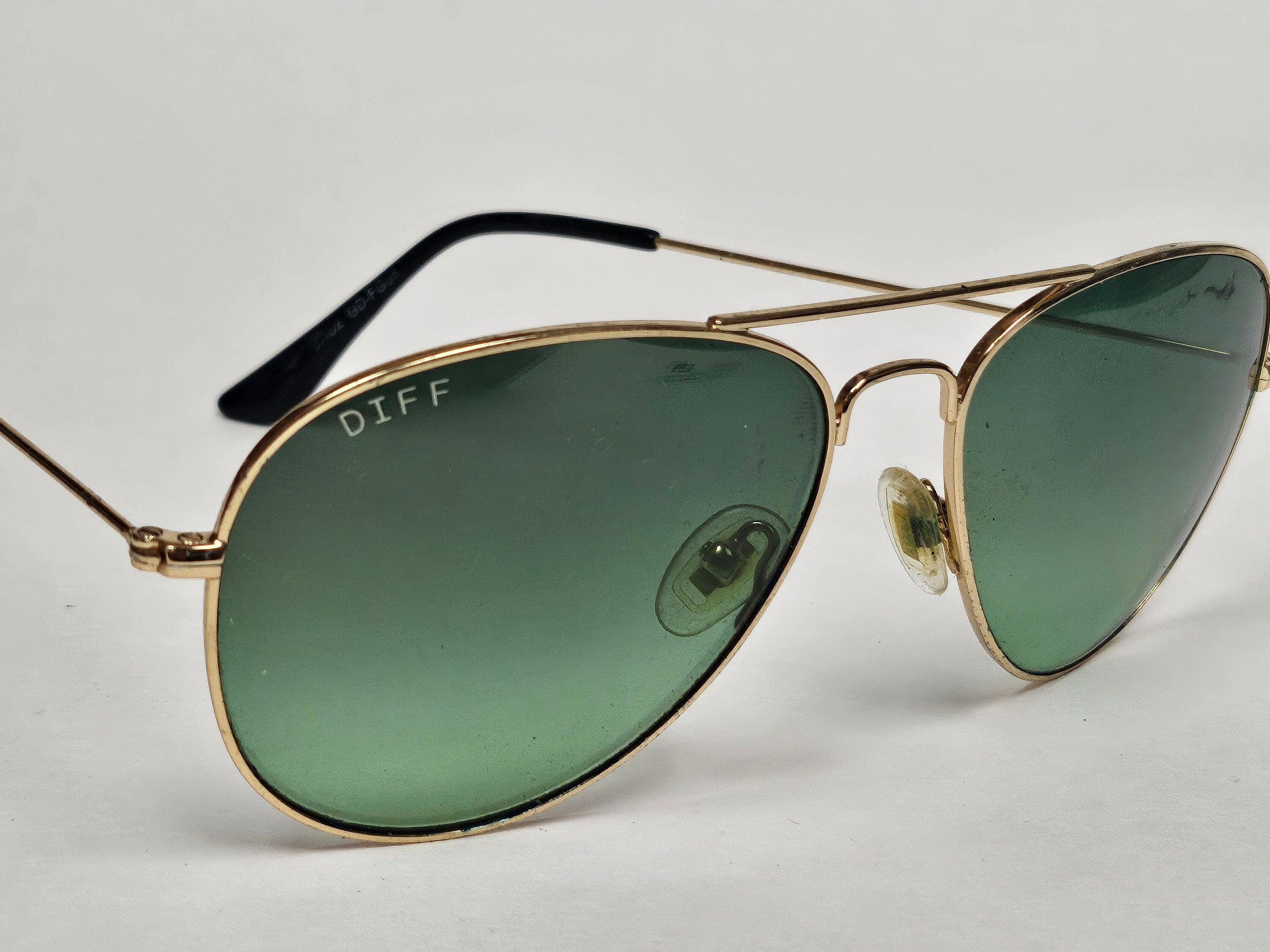 Diff Eyewear Gold Aviator Glass Lens Sport Wrap Sunglasses 
