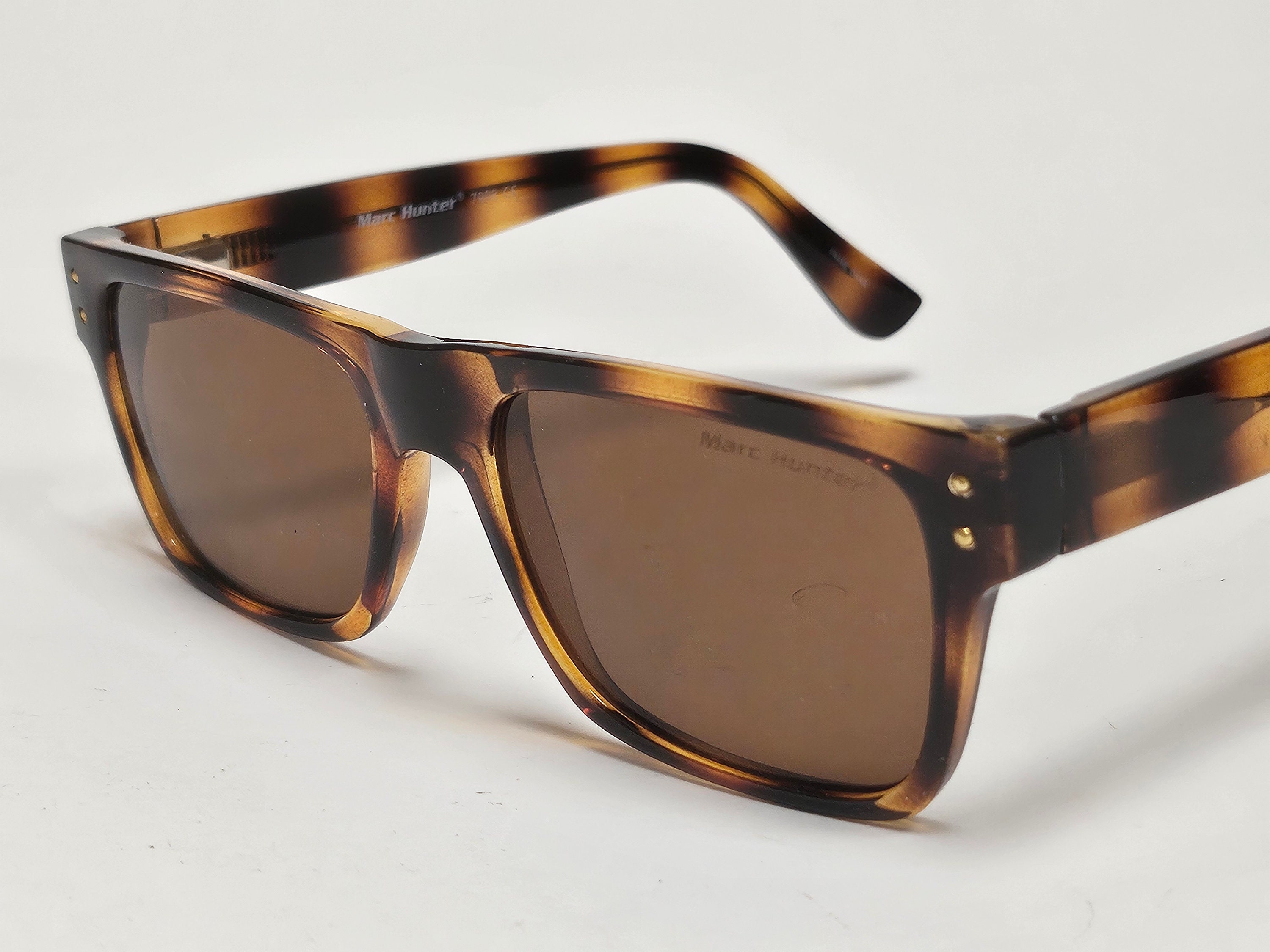 Marc Hunter Shiny Tort Brown Square Designer Sunglasses Free  display picture 1