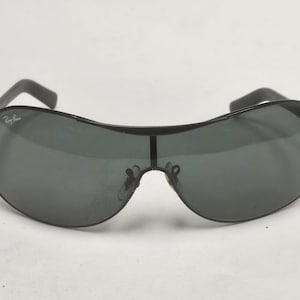 Ray Ban Shield Black 3455L Designer Sunglasses Made in Italy Some Scratching still usable Free Shipping