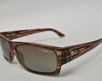 Arnette Wager Polarized Brown Sport Wrap Square Designer Flying A vintage Sunglasses Made in Italy Free Shipping