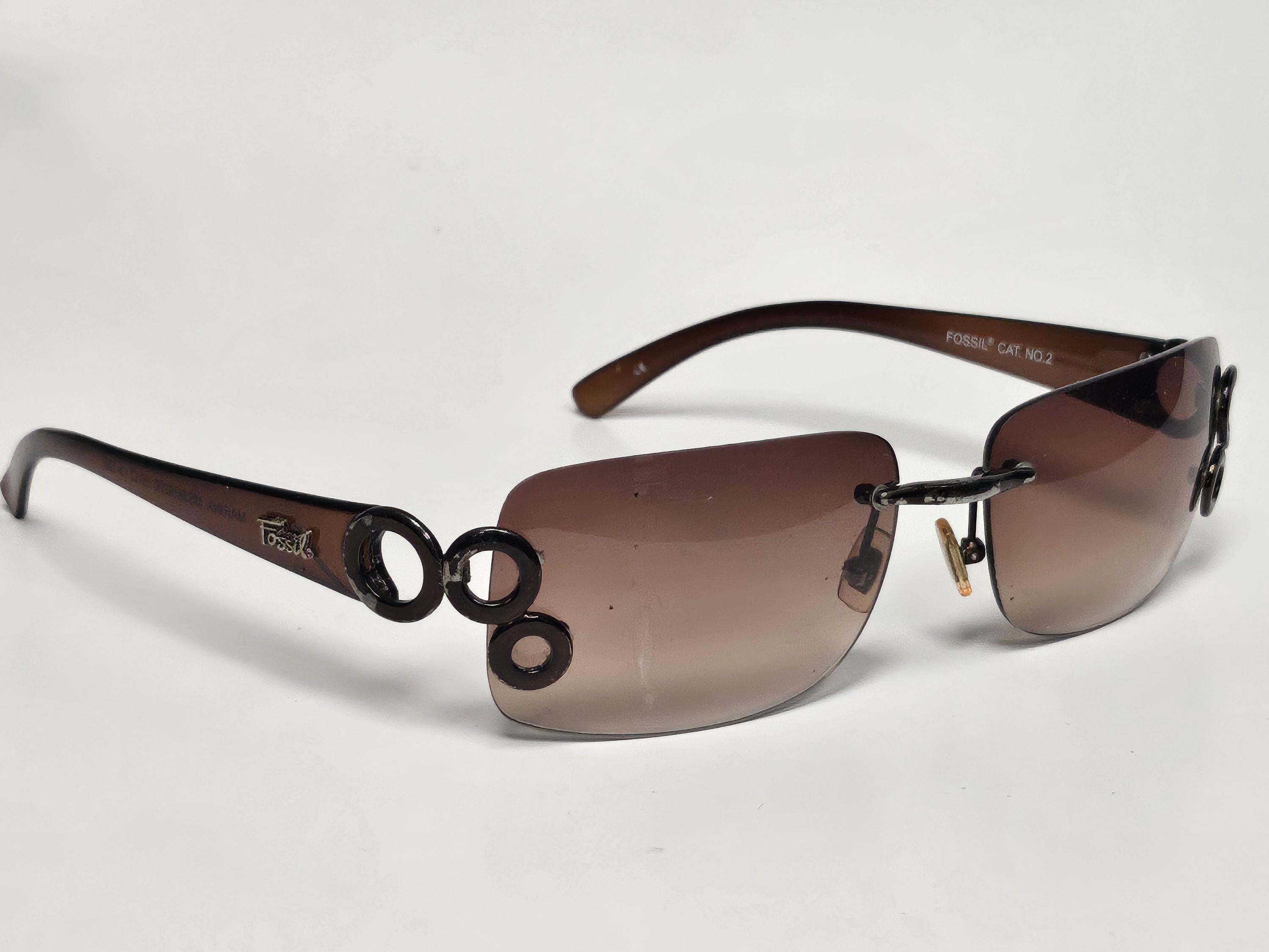 Fossil Black Sunglasses with Brown Leather Case Fossil Sunglasses Eyeglass Cases & Storage for sale | eBay main image 2