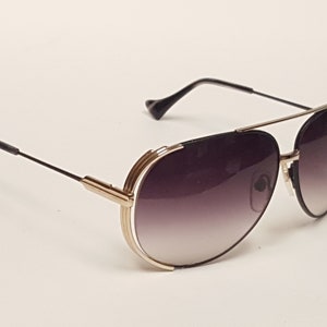 Dita Century Black Gold Fashion Aviator Rare Designer Sunglasses Made in Italy Free Shipping