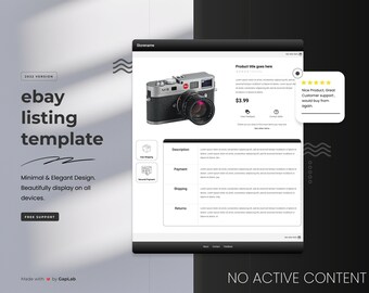 Professionelle Etsy-Vorlage für Mobile Responsive - Schwarz Minimalistisch