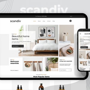 Wix Website Template, Modern Wix Shop Template for Small Business, Home Decor, Skincare, eCommerce, Fashion | Scandiv