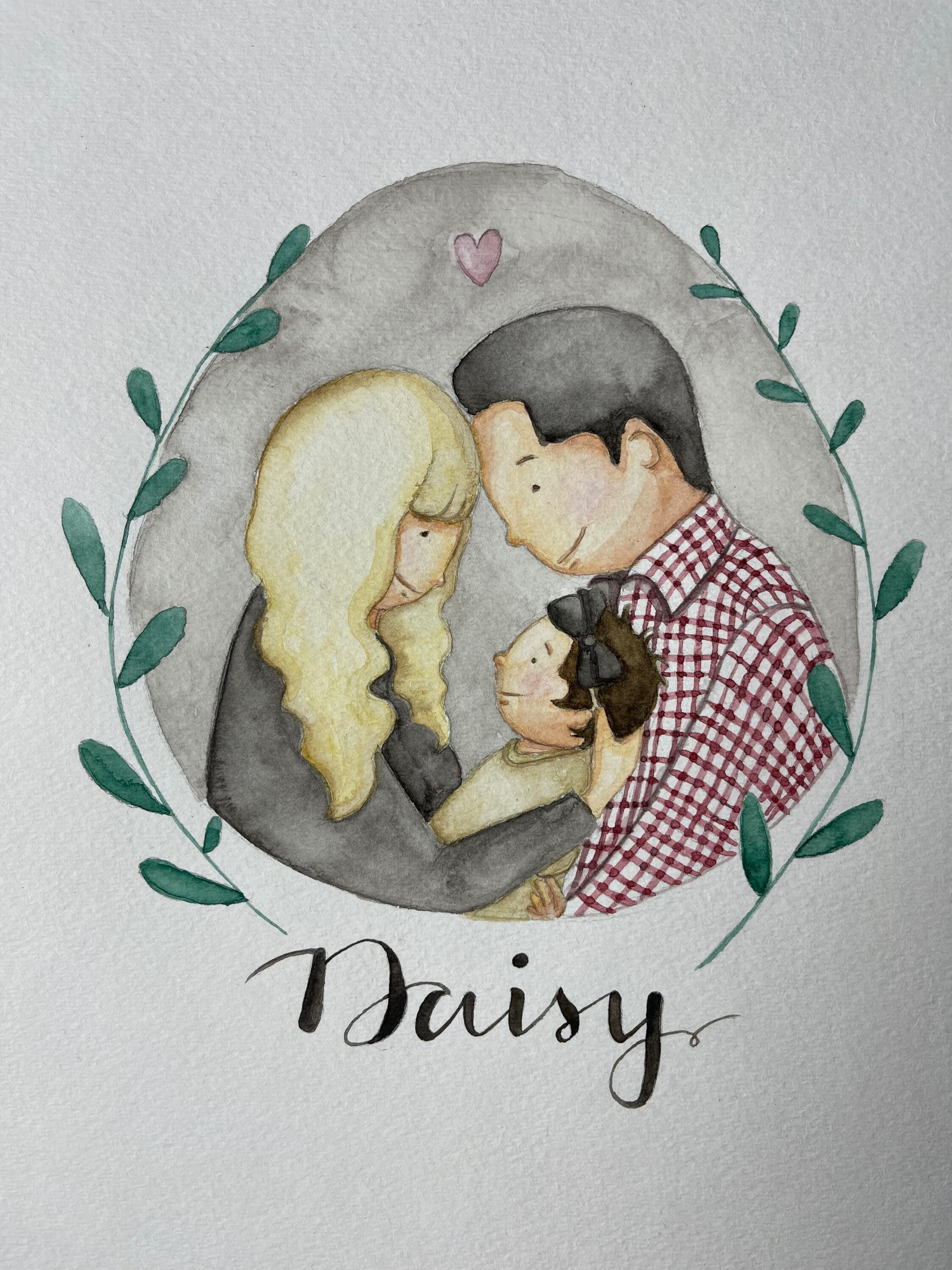 Familien Aquarell Portrait Handgemaltes Familienportrait Etsy