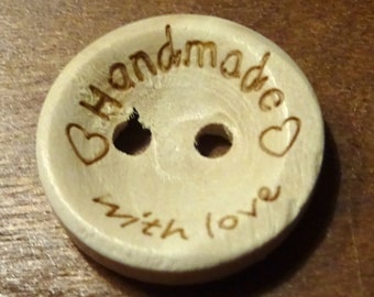 5 handmade buttons made of wood