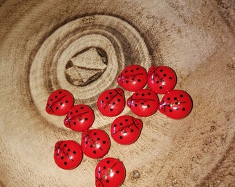 5 Ladybug buttons / 5 Lady Bug buttons