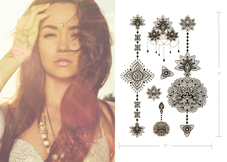 75 Black Henna Tattoos Mehndi Henna Temporary Tattoos Fake Etsy