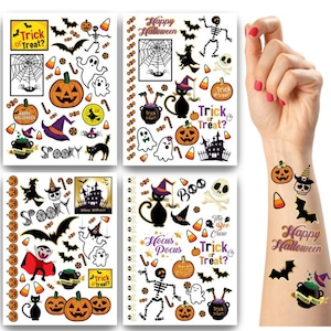 Terra Tattoos Assorted Halloween Temporary Tattoos, 75+ Designs Pumpkins, Ghosts, Witches, Skeletons & More! Costumes, Dress Up, Goody Bags