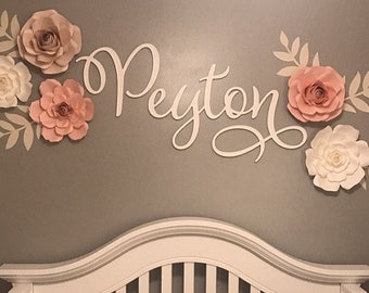 Baby Girl Wooden Name Sign, Nursery Name Sign, Nursery Decor Sign For Baby, Large Wooden Name Letters Sign, Personalized Name Sign Cutout