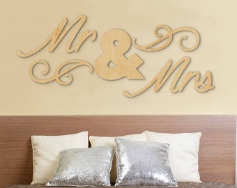 MR & MRS Cutout Wood Letters, Wall Décor-Painted Wood Letters, Wall Letters