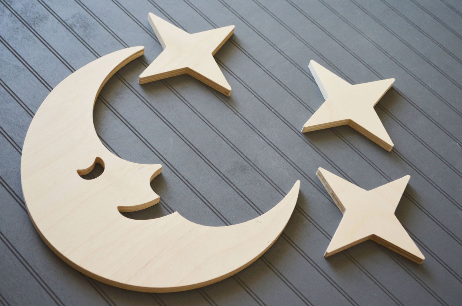 Moon and Stars Wooden Moon and Stars Nursery Wall Art Wall Etsy