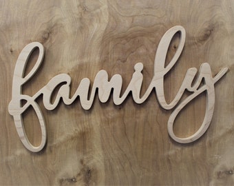 Family Wood Sign, Wall Art, Family Wall Sign, Family Cut Out Sign,Family Wall Decor, Living Room Wall Art,