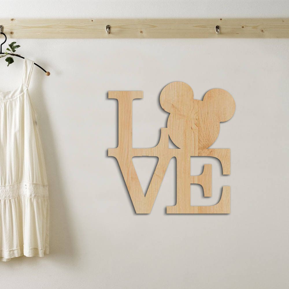 Wooden Minnie Mouse Sign, Wooden Love Sign, Wall Hanging, Wood