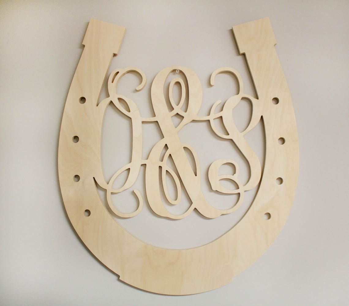 Horseshoe Monogram Custom Monogram Horseshoe Horseshoe Cut Etsy