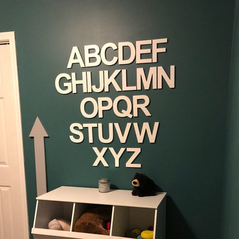 Alphabet Letters Wall Hanging Nursery Sign Above Crib Decor Kids Art Wooden