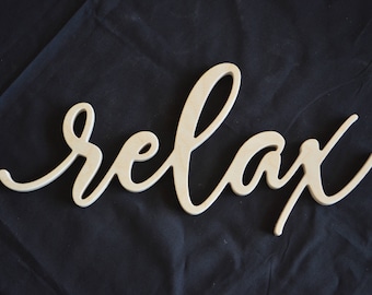 Relax Sign, Wooden Words, Relax Cut Out, Relax Wall Decor, Relax Wooden Sign, Home Decor, Living Room Decor, Wall Hanging