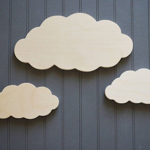 Cloud Cut Out, Wooden Clouds, Wood Cut Outs, Nursery Decor, Kids Room Decor, Bedroom Decor, Wall Art, Set of Clouds