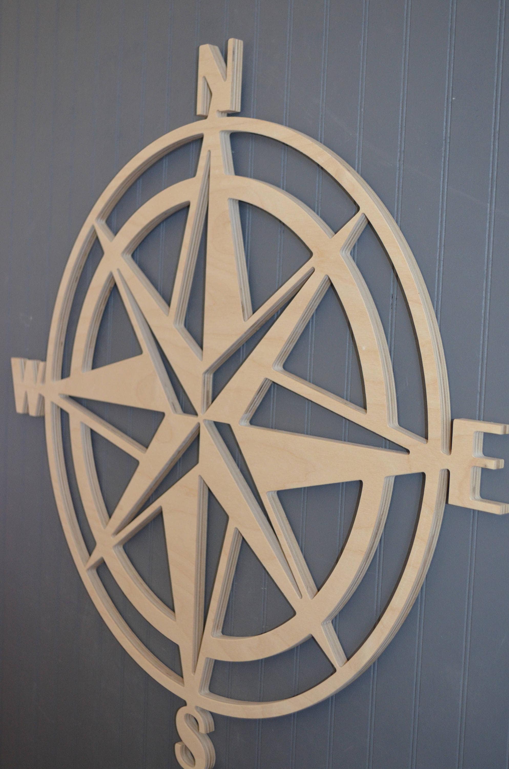 Wood Compass Cut Out Wooden Compass Large Compass Wall Etsy Canada