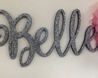 Personalized Name Sign - Painted Wooden Name Sign - Nursery Sign - Glittered Wall Sign - Custom Name Large Sign - Wall Hanging - Wall Letter