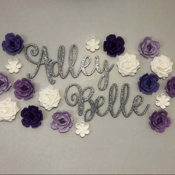 Glitter Nursery Name Sign Gold Silver Bedroom Wall Letters Etsy